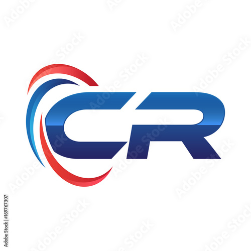 initial letter logo swoosh red blue