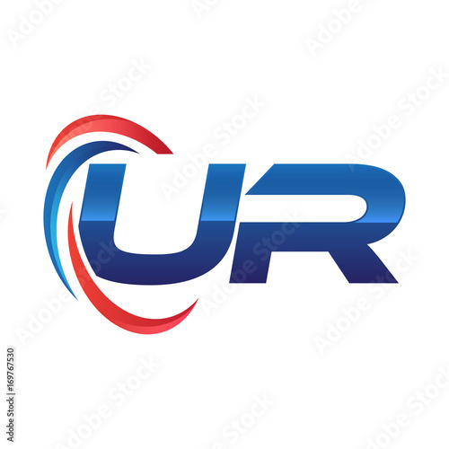 initial letter logo swoosh red blue