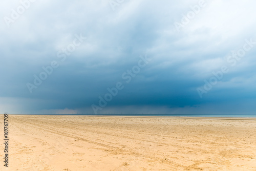 Sandy Formby Beach near Liverpool on a cloudy day