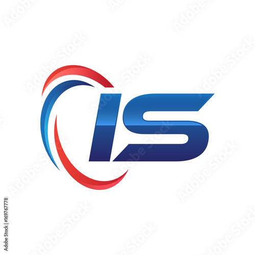 initial letter logo swoosh red blue