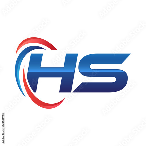 initial letter logo swoosh red blue