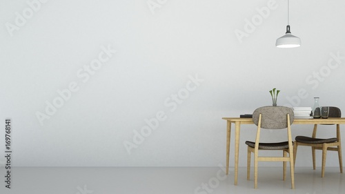The interior relax space furniture 3d rendering and background white decoration minimal