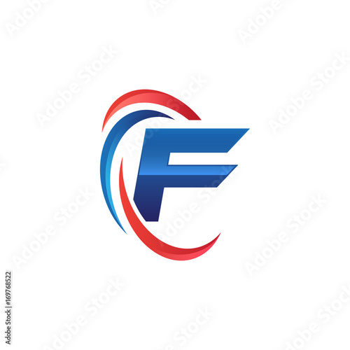 initial letter logo swoosh red blue