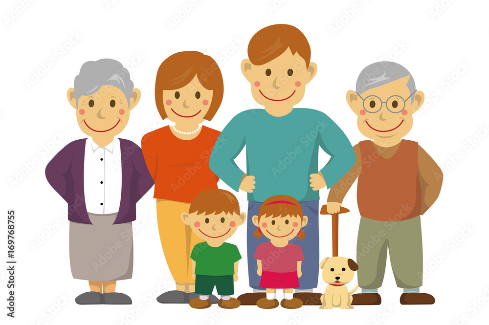 Family illustration (image) / with grandparents Family illustration (image) / with grandparents