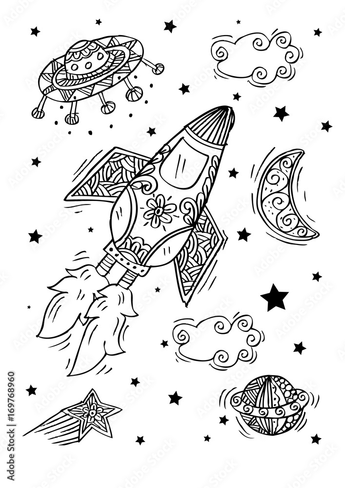 Cartoon of space elements Cartoon of space elements