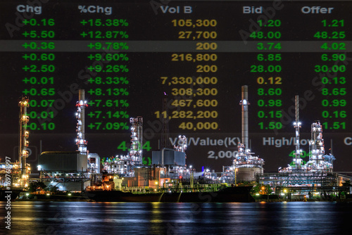 Wallpaper Mural Oil refinery plant, Crude oil stock price index, energy index. Double exposure Torontodigital.ca