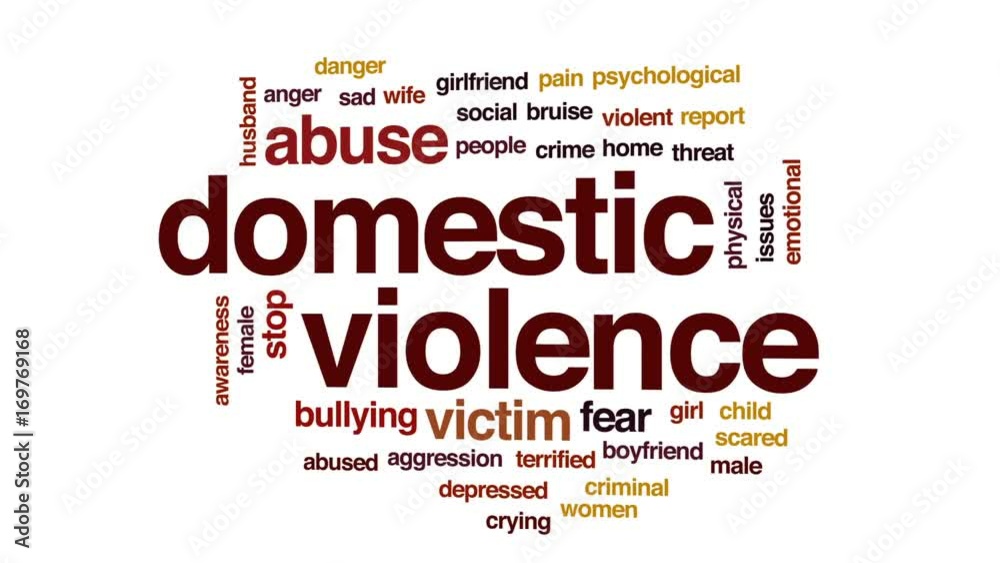 Domestic violence animated word cloud, text design animation. Domestic violence animated word cloud, text design animation.
