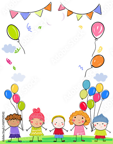 Group of children and balloon
