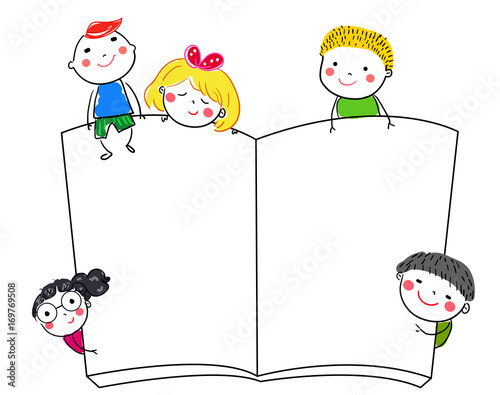 Children and book frame