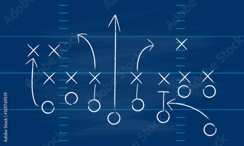 Vector Football Play. Football America. NFL American football formation tacticson. American football field tactics. Touchdown.

