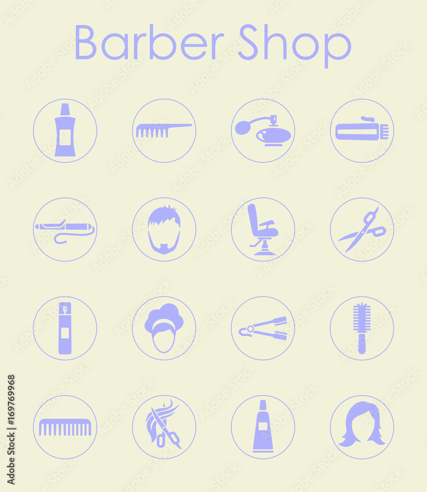 Fototapeta premium Set of barbershop simple icons