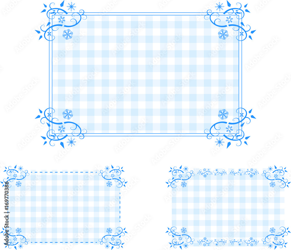 雪の結晶 フレーム セット ギンガムチェック背景 Stock Vector Adobe Stock
