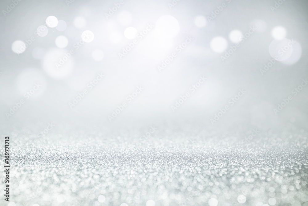 blue and silver glitter lights bokeh abstract background holiday. defocused. - obrazy, fototapety, plakaty 