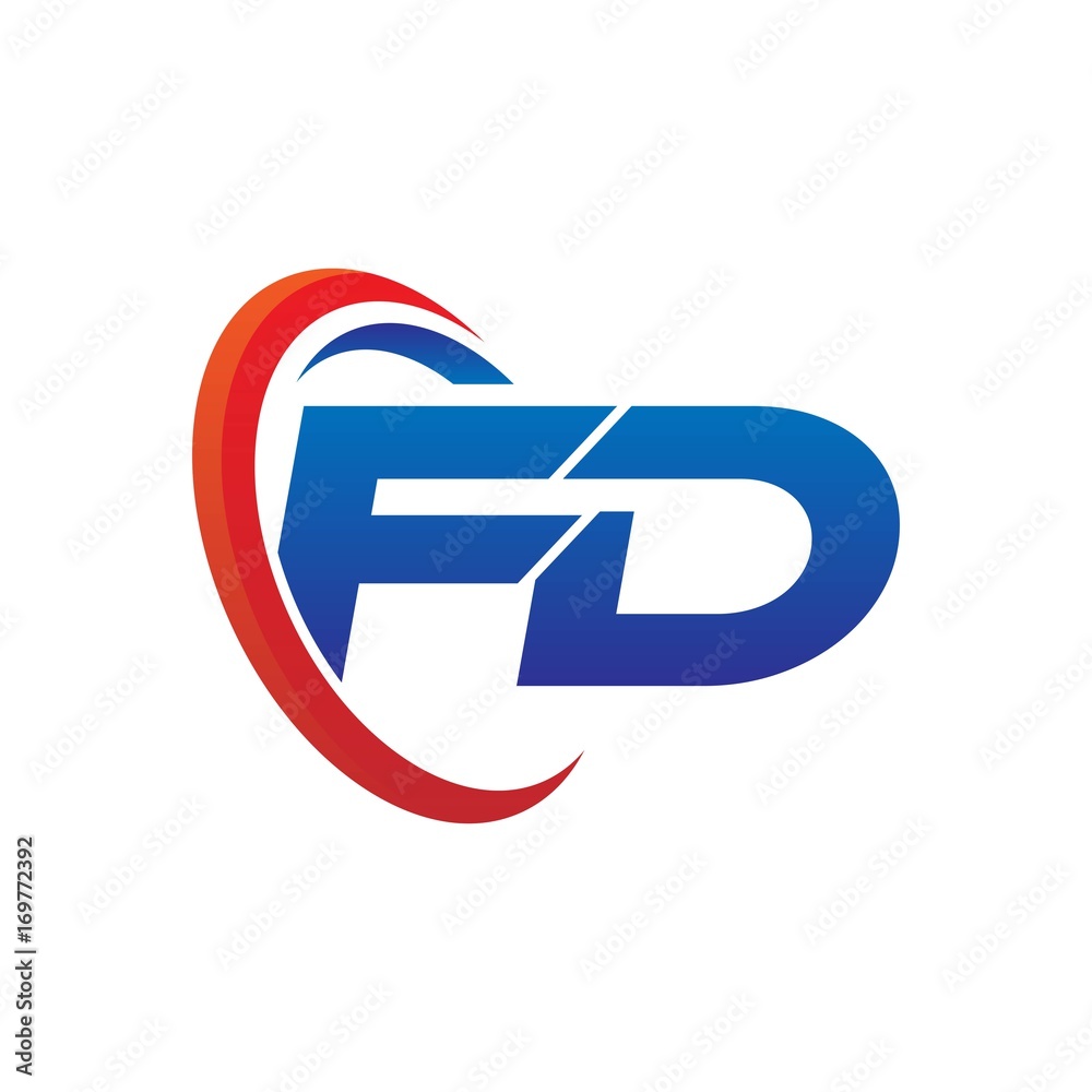 modern dynamic vector initial letters logo fd with circle swoosh red blue modern dynamic vector initial letters logo fd with circle swoosh red blue