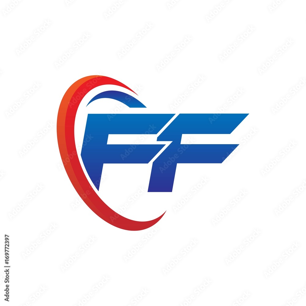 modern dynamic vector initial letters logo ff with circle swoosh red blue modern dynamic vector initial letters logo ff with circle swoosh red blue