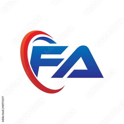 Free Download modern dynamic vector initial letters logo fa with circle swoosh red blue - GFXLoad