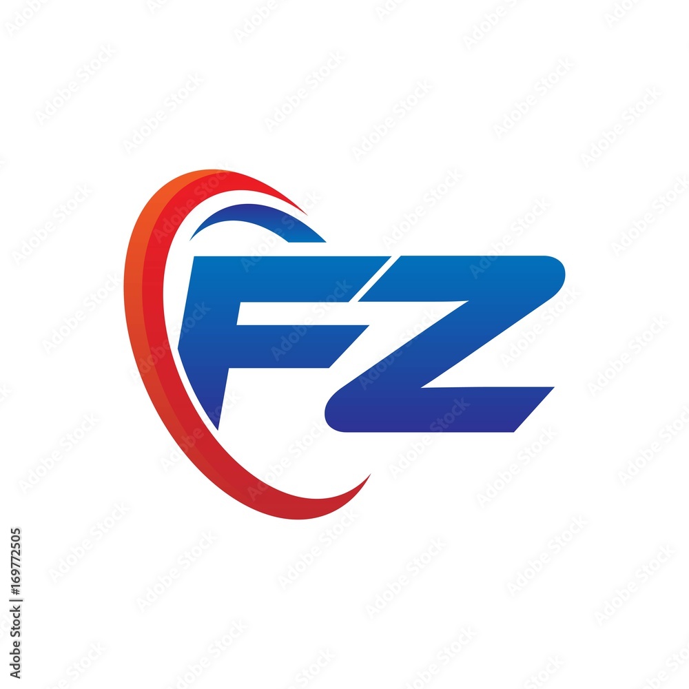 modern dynamic vector initial letters logo fz with circle swoosh red blue modern dynamic vector initial letters logo fz with circle swoosh red blue