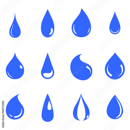 Water Drop Emblem. Logo Template. Icon Set Design Vector.