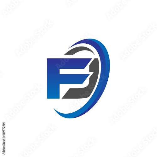 vector initial logo letters fj with circle swoosh blue gray © triwaw