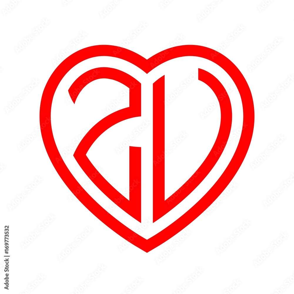 initial letters logo zu red monogram heart love shape initial letters logo zu red monogram heart love shape