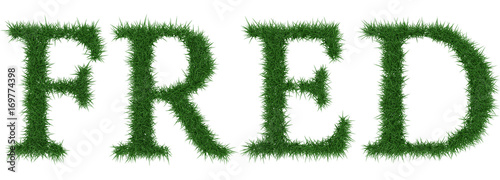 Fotografiet Fred - 3D rendering fresh Grass letters isolated on whhite background