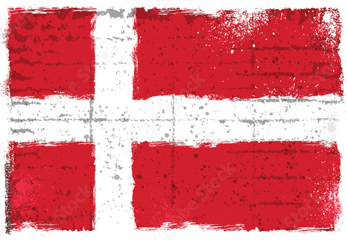 Grunge elements with flag of Denmark. 