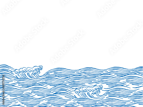 波　和柄イラスト
