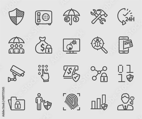 Business insurance and Security line icon