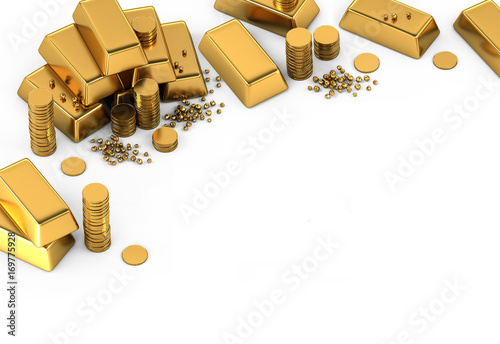 gold bars and coins set