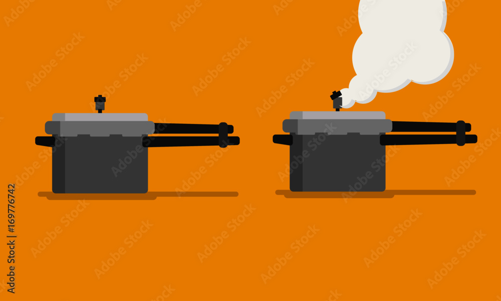 Pressure Cooker Whistle With Steam Coming Out in Flat Art Style Design