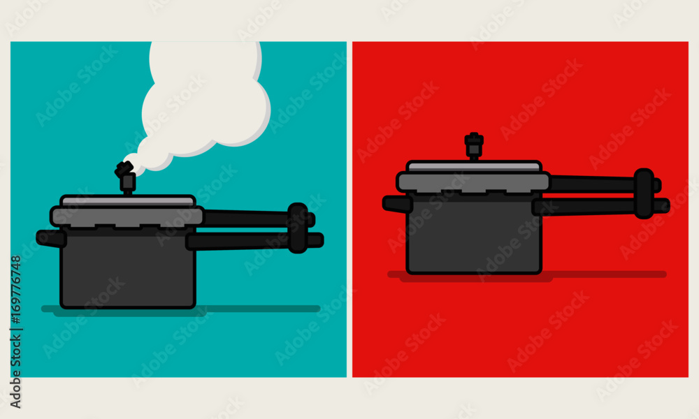 Pressure Cooker Whistle With Steam Coming Out in Flat Art Style Design
