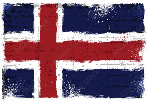 Grunge elements with flag of Iceland. 