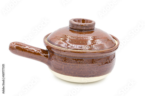 japanese teapot with lid isolatde on white background photo