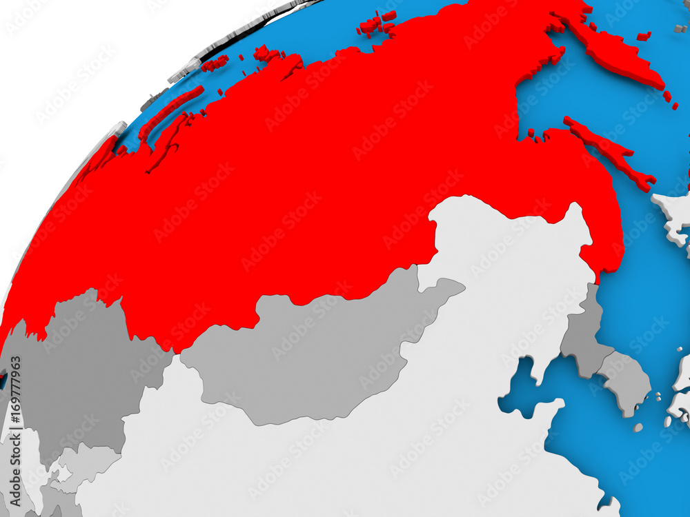 Map of Russia in red