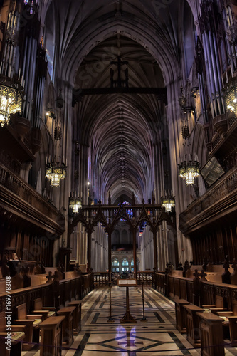 Interior view of National Cathedral in Washington. The Cathedral is listed on National Register of Historic Places