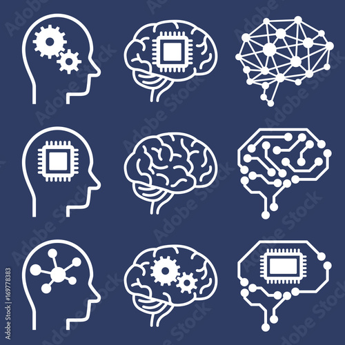 AI (artificial intelligence) icon set.