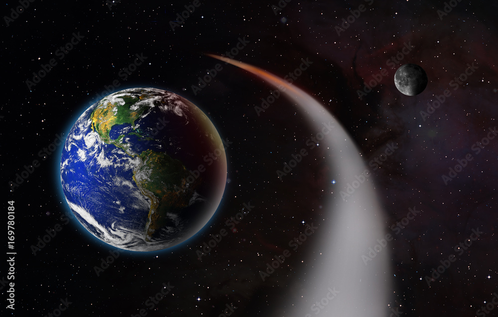 Fototapeta premium Attack of the asteroid on the Earth 