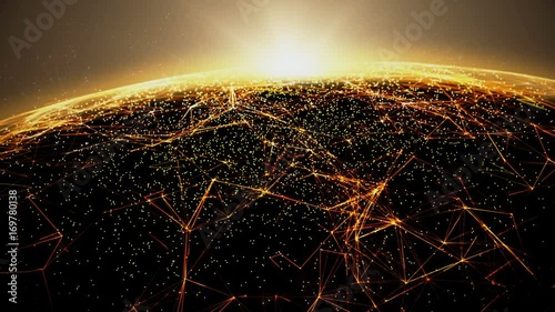 Global International Connectivity Background/Connection lines Around Earth Globe, Futuristic Technology  Theme Background with Light Effect