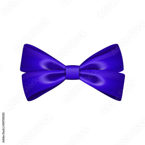 Gift bow ribbon silk. Bow tie isolated on white background. 3D gift bow tie for Christmas present, holiday decoration, birthday celebration. Decorative satin ribbon element. Vector illustration