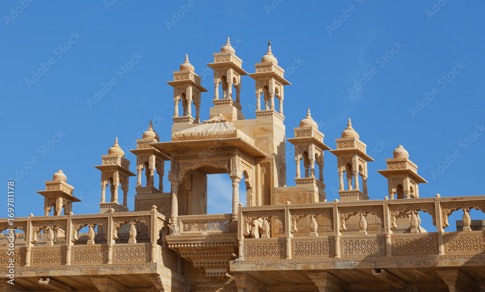 Jaisalmer, Rajasthan, India. Architectural detail on top of the palace