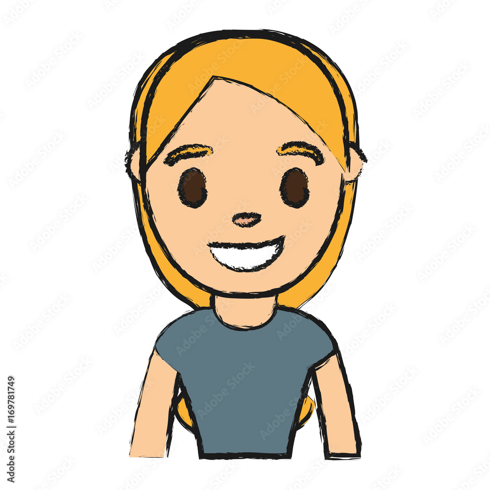 Obraz premium cartoon young woman smiling icon over white background colorful design vector illustration