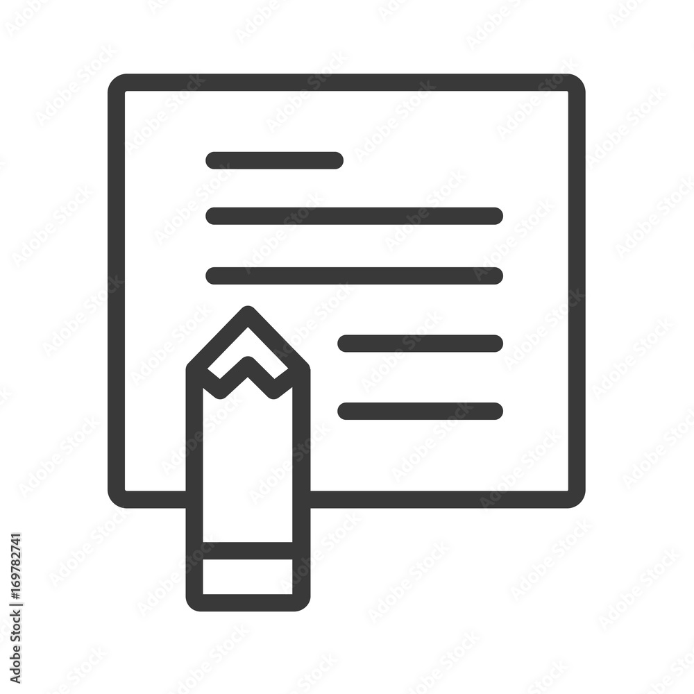 pencil and paper Stationery Office tool line icon pencil and paper Stationery Office tool line icon
