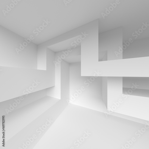 Abstract Monochrome Architecture Background. White Futuristic Building Construction