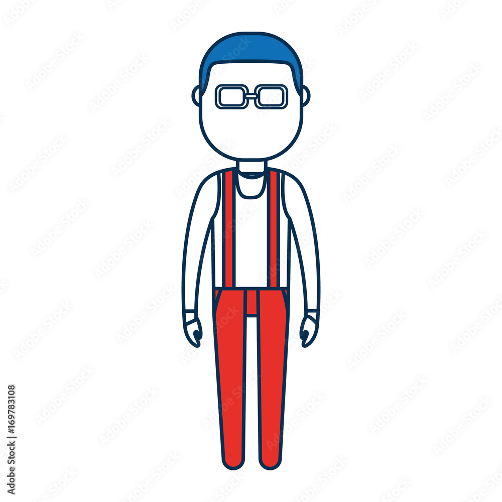 cartoon man with glasses and standing icon over white background colorful design vector illustration cartoon man with glasses and standing icon over white background colorful design vector illustration