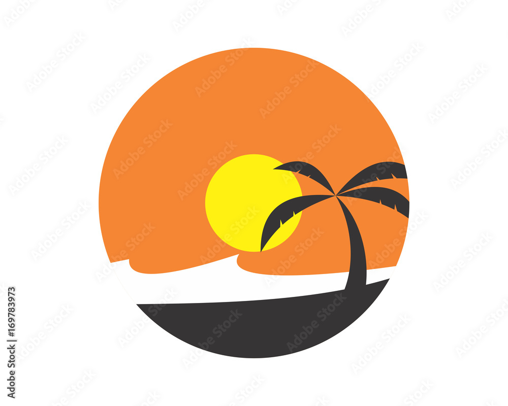 dawn afternoon in summer island silhouette vector