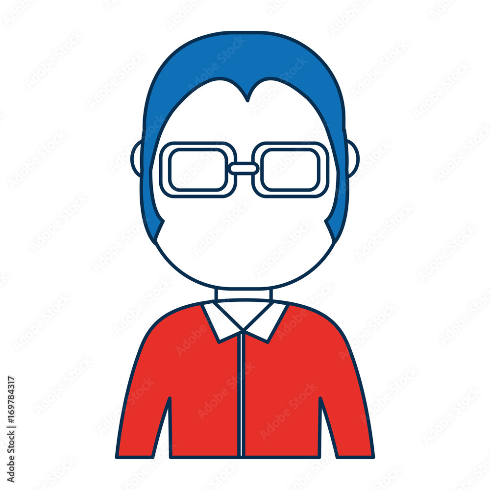 man wearing glasses icon over white background vector illustration