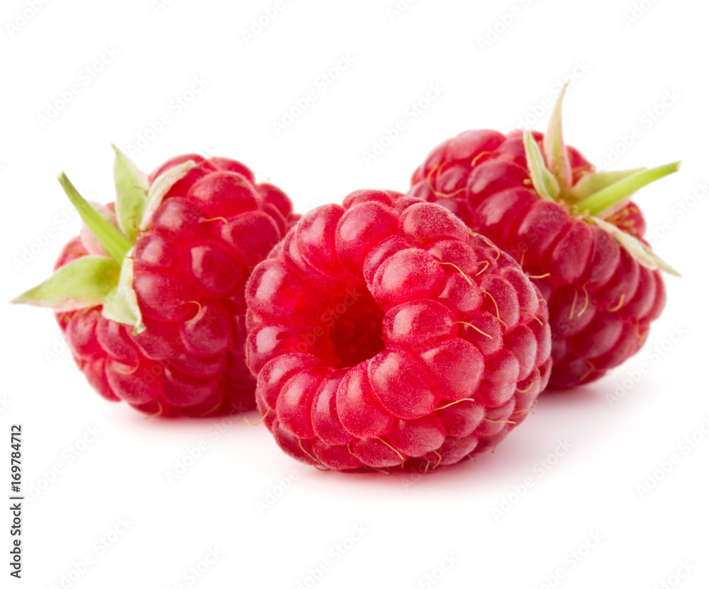 ripe raspberries isolated on white background close up ripe raspberries isolated on white background close up