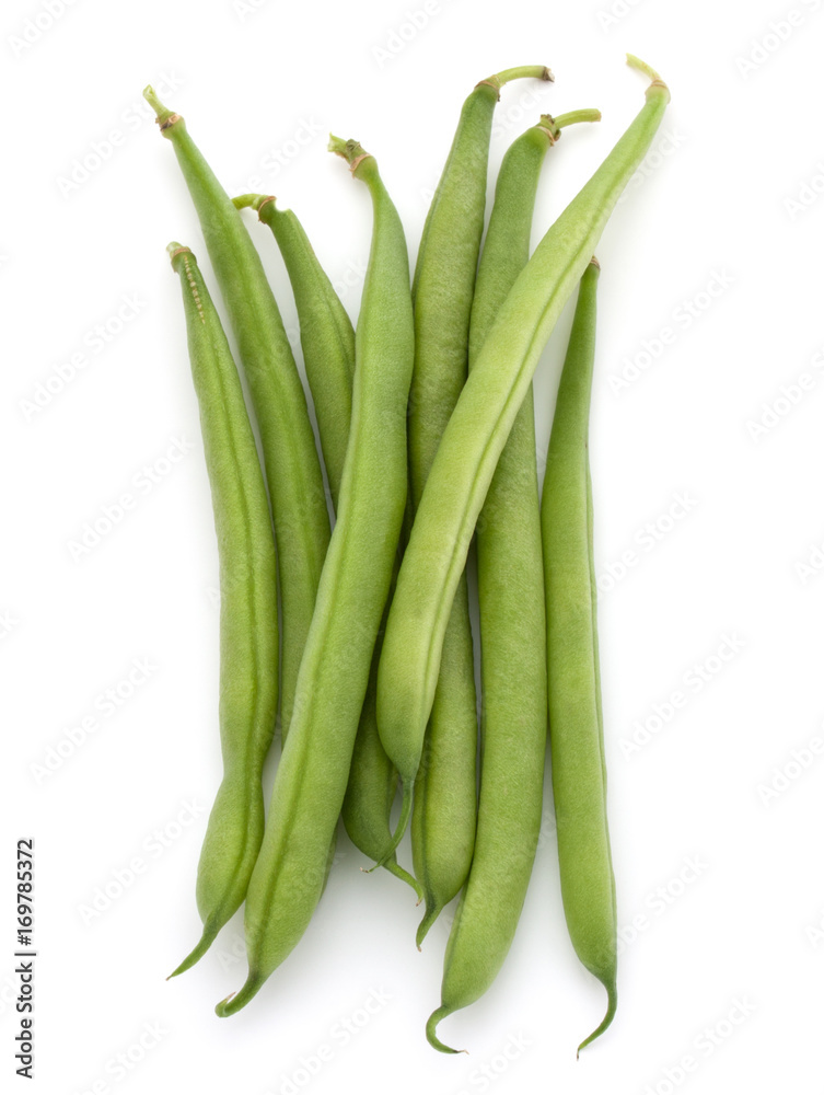 Green beans handful isolated on white background cutout Green beans handful isolated on white background cutout