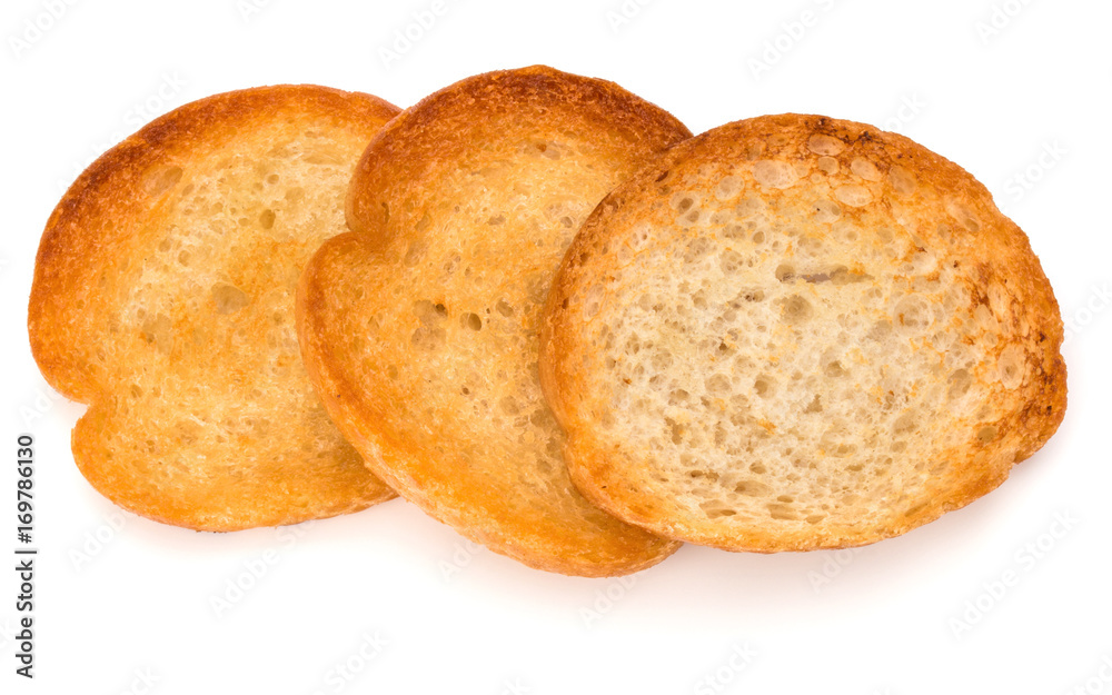 crusty bread toast slices isolated on white background cutout