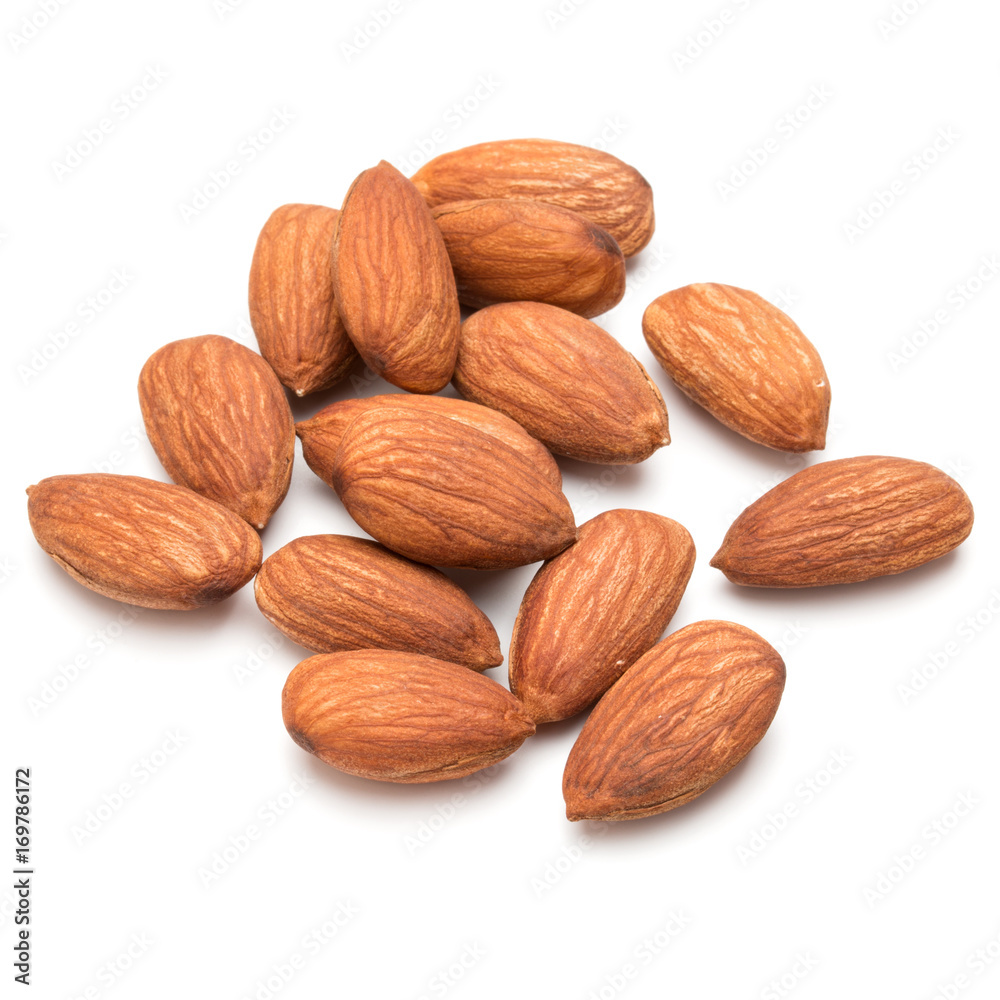 almond nuts isolated on white background close up almond nuts isolated on white background close up